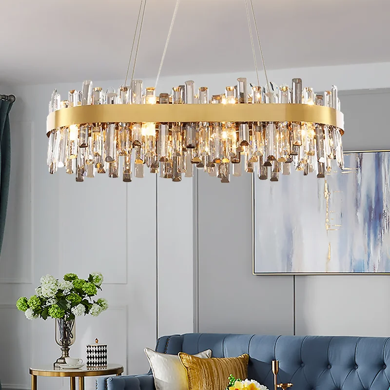 

LED crystal chandelier brass gold golden creative light luxury living room lamp post modern art dining room bedroom люстра