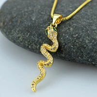 fashion exaggerated aaa zircon snake pendant necklace for women golden long snake animal pendant girl gift