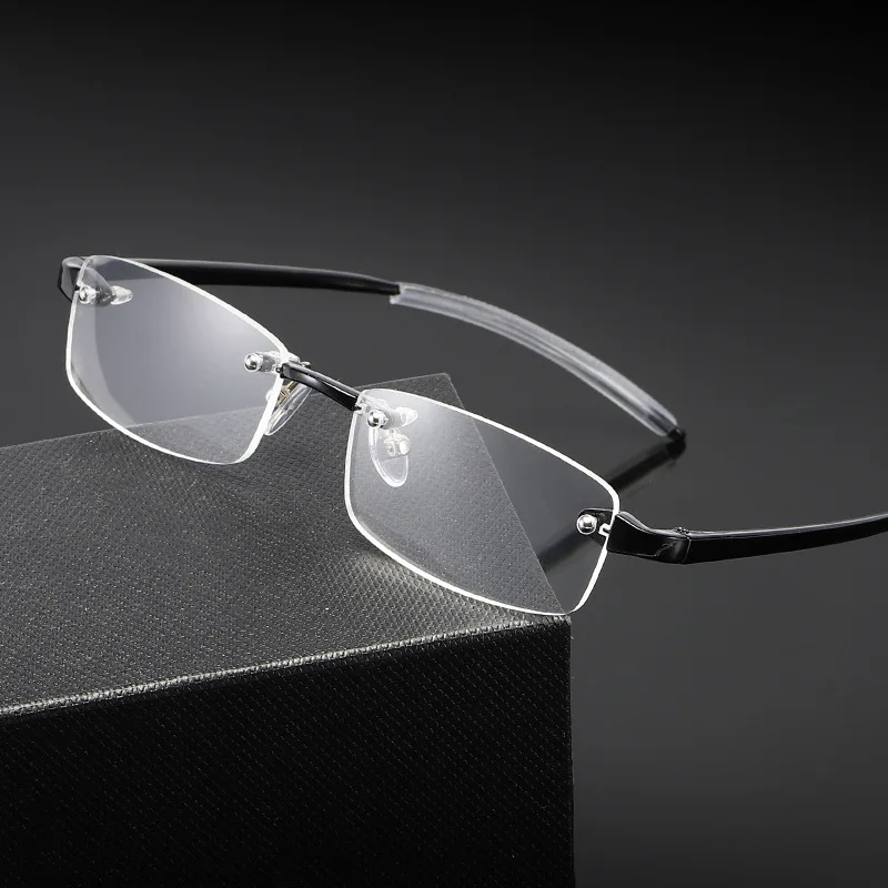 

Elbru Anti Blue Light Ultralight Rimless Reading Glasses Women Men Square Frameless Presbyopic Glasses Unisex Diopters +1.0 +4.0