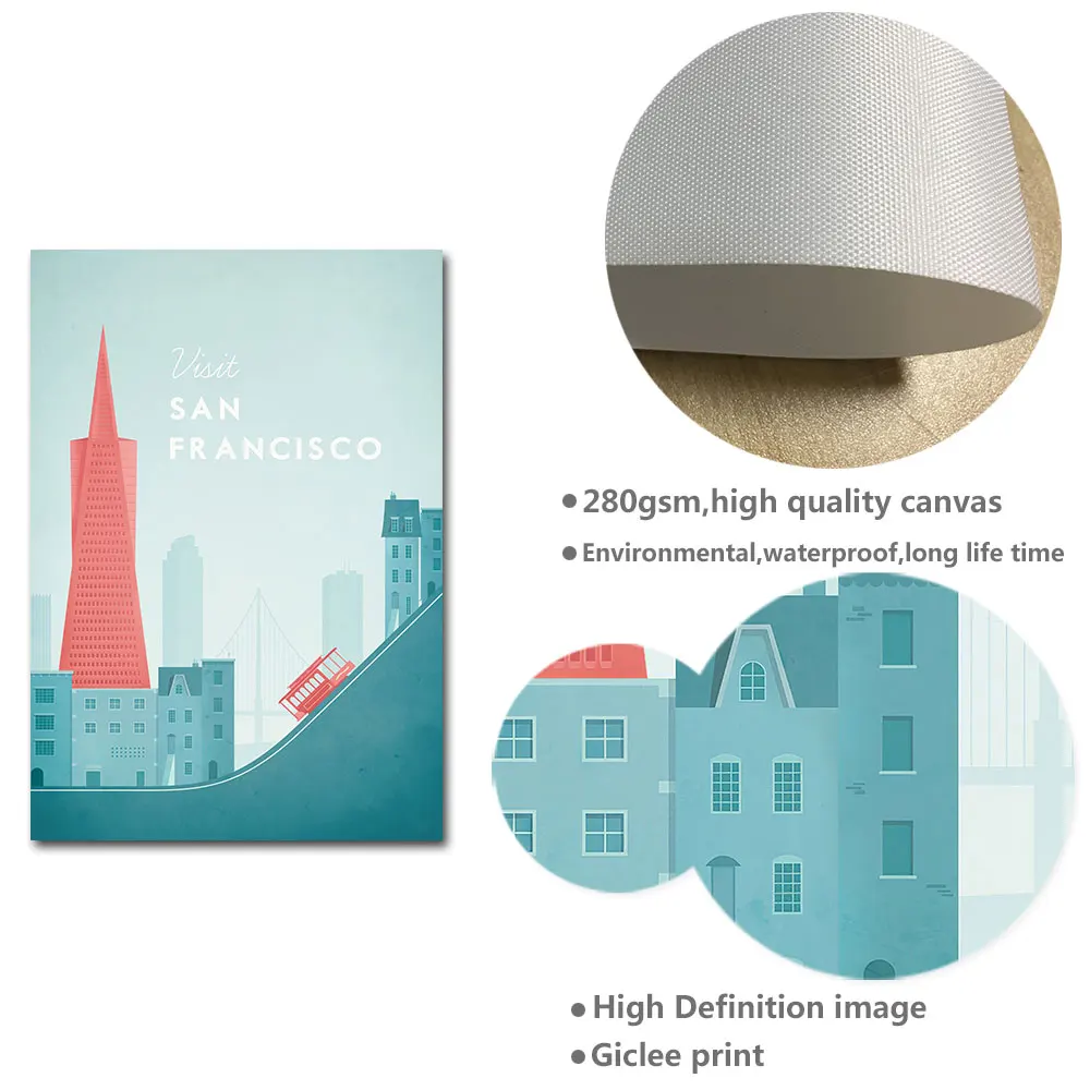 

Travel Landscape Poster Illustration Nordic Print Vintage City Canvas Art Painting Modern Wall Picture Living Room Decoration