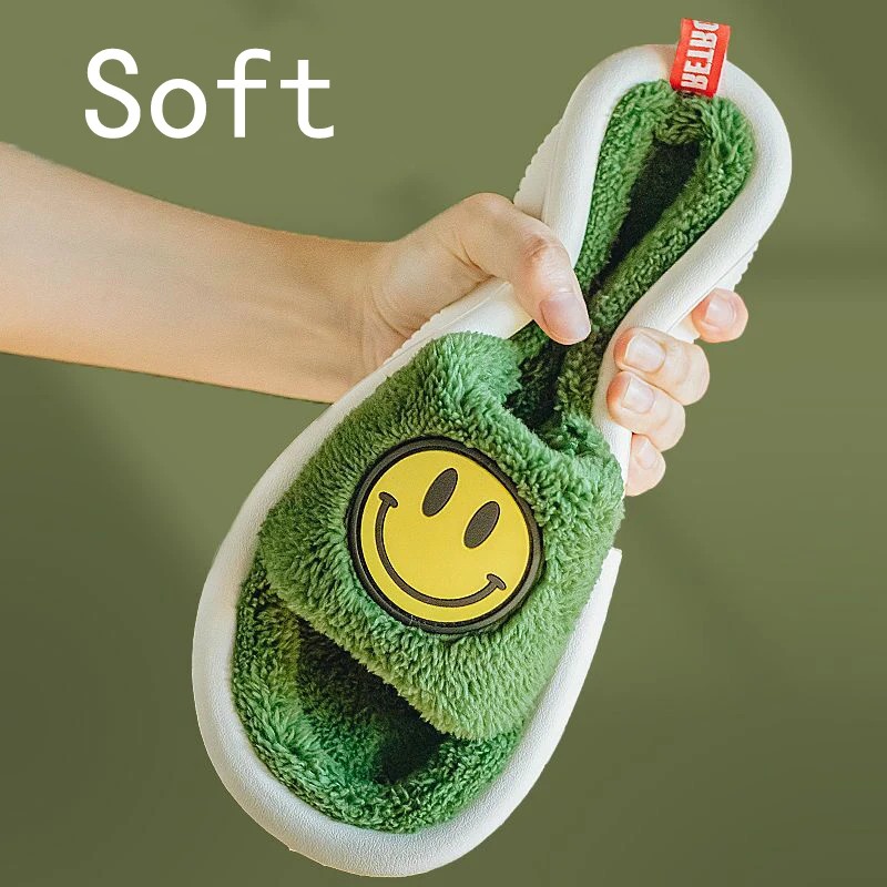 

WEH memory foam slippers winter men Slippers Fluffy Push Indoor super soft home slippers Cute Cartoons room Slides house women