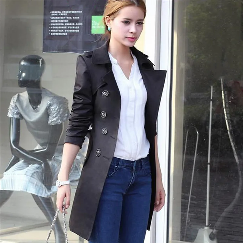 

Женская ветровка Повседневная Регулируемая Талия Тренч Женская верхняя одежда длинное пальто халат Модные женские большие размеры Тренч м...