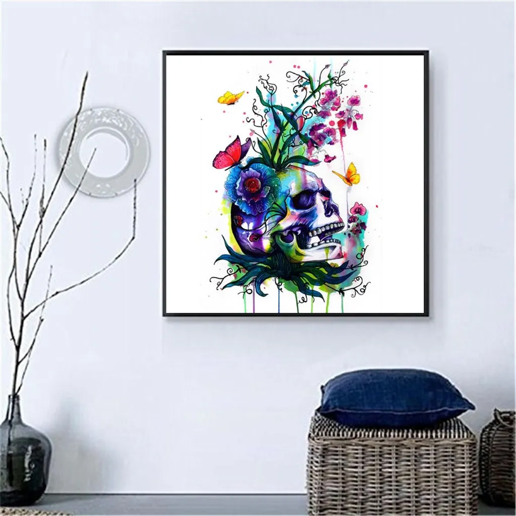 DIY 5D алмазная живопись череп на розах вышивка крестиком Детская Алмазная