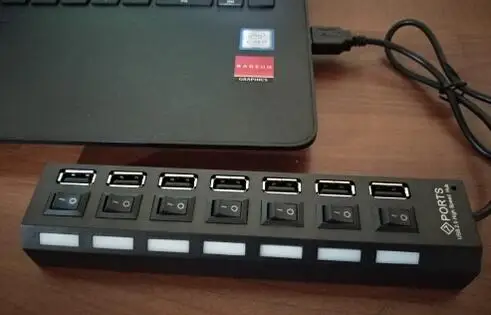7 портов usb-хаб светодиодный USB Высокоскоростной адаптер 480 Мбит/с usb-хаб с выключателем питания для ПК, ноутбука, ПК, ноутбука с включением/выключением