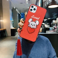 phone shell case lovely embroidery mouse for iphone 11