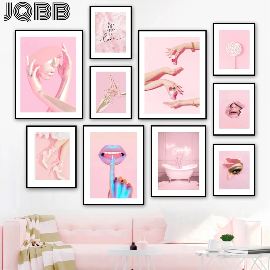 

Pink Heels Bathtub Sexy Lips Paris Tower Wall Art Canvas Painting Nordic Posters And Prints Wall Pictures For Living Room Decor