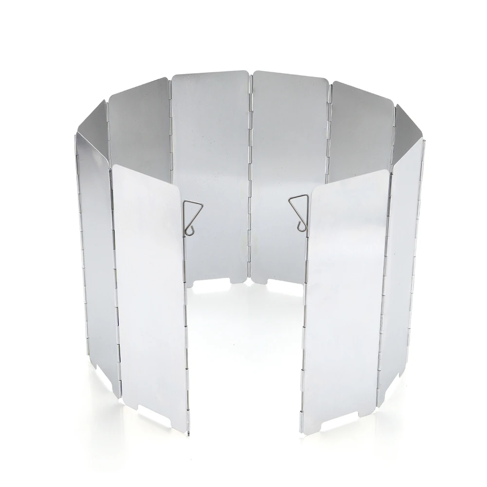 

10 Plates Outdoor Gas Stove Wind Shield Foldable Camping Cooking Burner Windproof Screen Aluminium Alloy Picnic Stove Windshield
