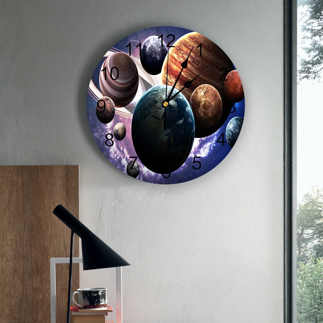 Настенные 3d-часы с изображением планеты краткие украшения для гостиной и кухни в
