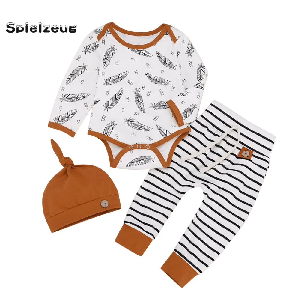 Популярная одежда для новорожденных мальчиков и девочек из 3 предметов футболка