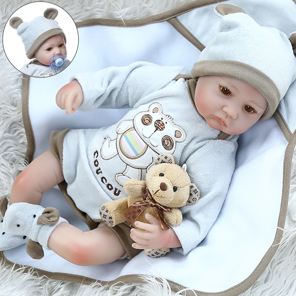 

40cm Lifelike Reborn Baby Doll Lovely Kid Toddler Sleep Accompany Toy Cute Reborn Doll with Hand-Rooted Hair Gift Collectibles