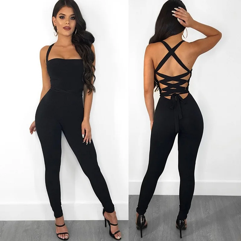 

Women Sexy Rompers Bandage Backless Jumpsuits Tights Female Jumpsuits For Women Clubwear Overalls Playsuit One Piece Bodysuit
