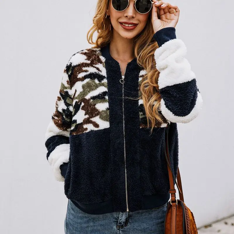 Худи в стиле милитари для женщин с длинным рукавом толстовки на молнии зимние