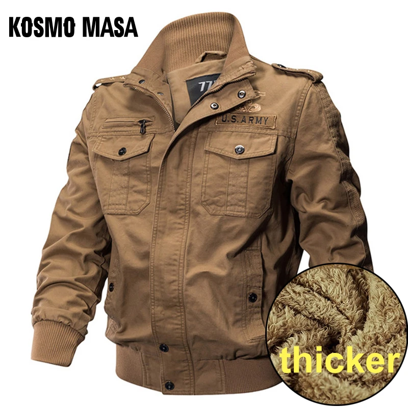 

KOSMO MASA Cotton Bomber Winter Jacket Mens Windbreaker Military Fur Thick Autumn Casual Mens Coats And Jackets For Men MJ0094