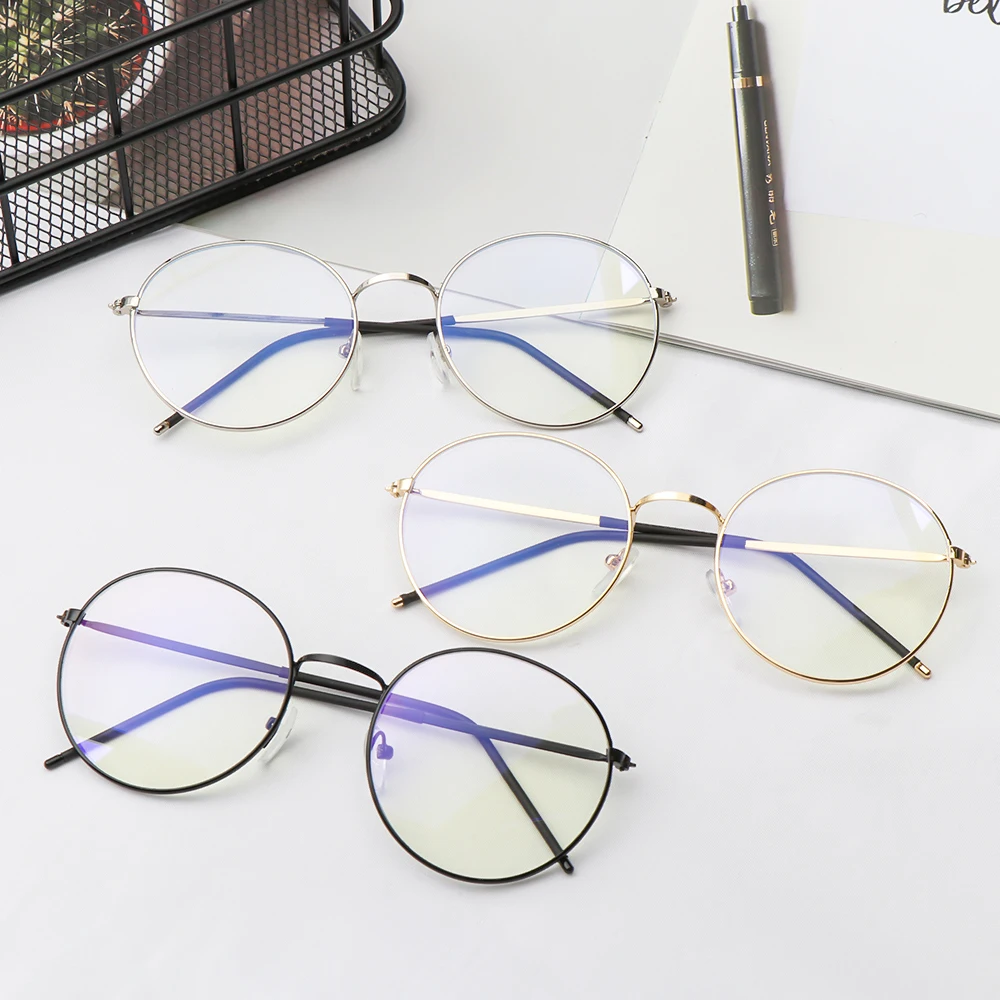

Fashion Classic Metal Anti-Blue Light Glasses Women Men Vintage Round Frame Computer Game Goggles Blue Ray Blocking Eyeglasses