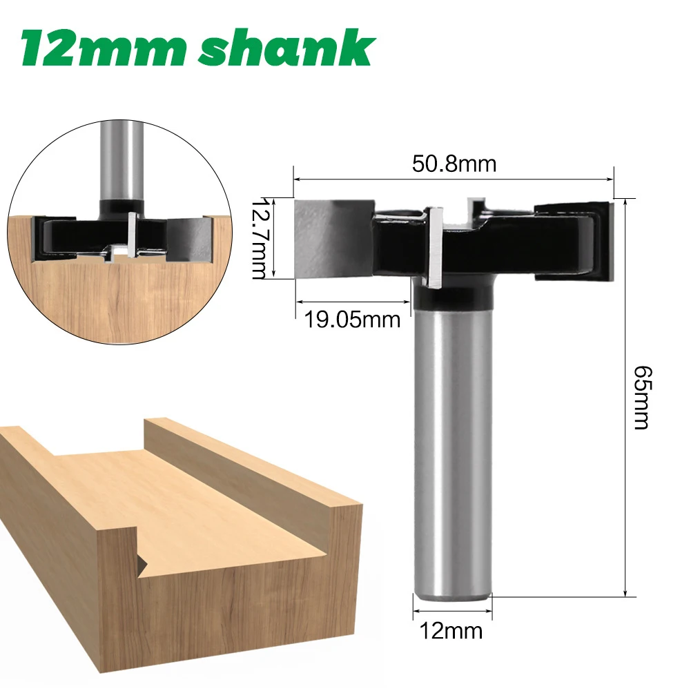 1pc 1/2" 12mm Shank Wood Milling Cutter 4 Edge T Type Slotting Woodworking Tool Router Bits For Industrial Grade | Инструменты