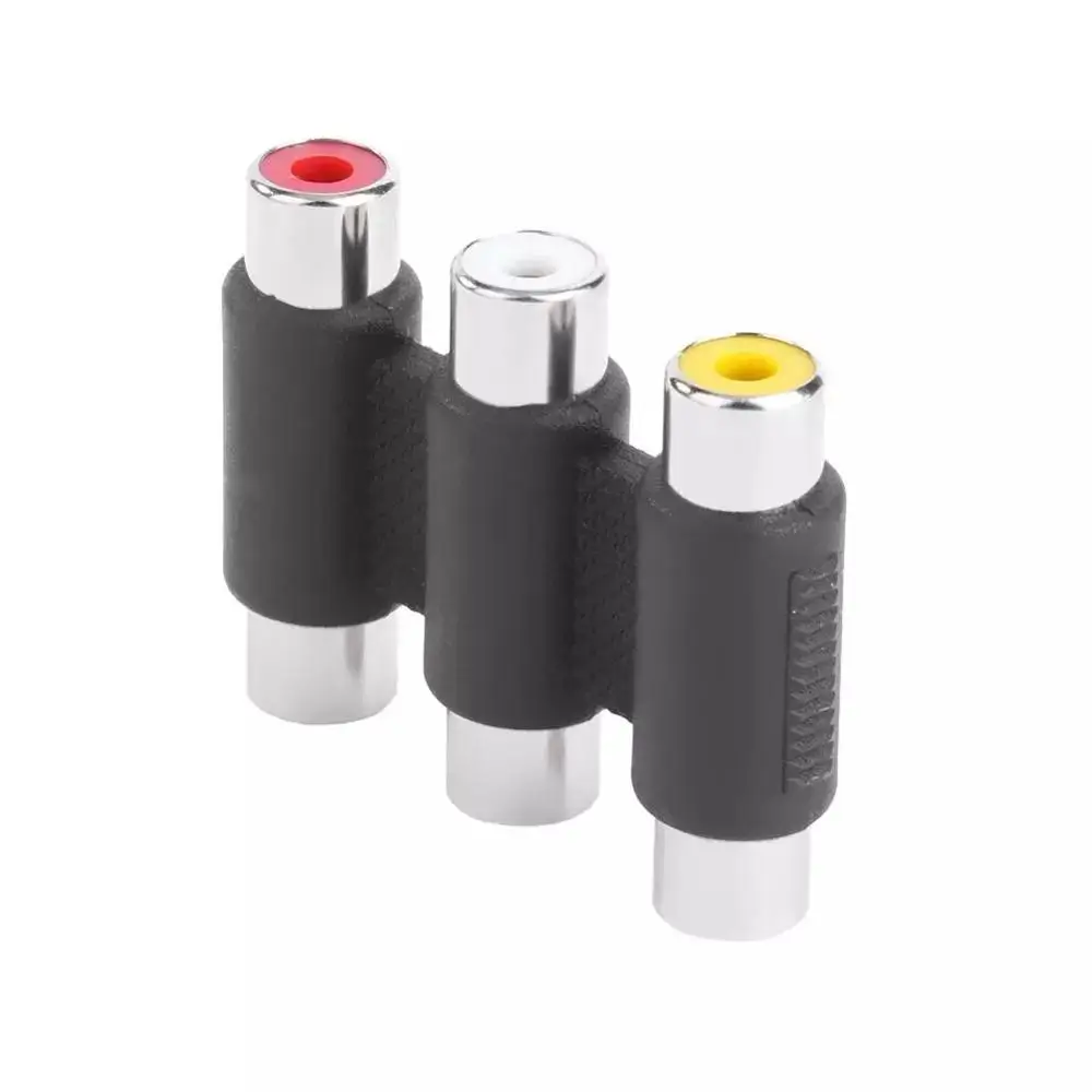 

3RCA rca plug Female to Female Coupler AV Video Audio Adapter Cable Nickel Plated Connector plug