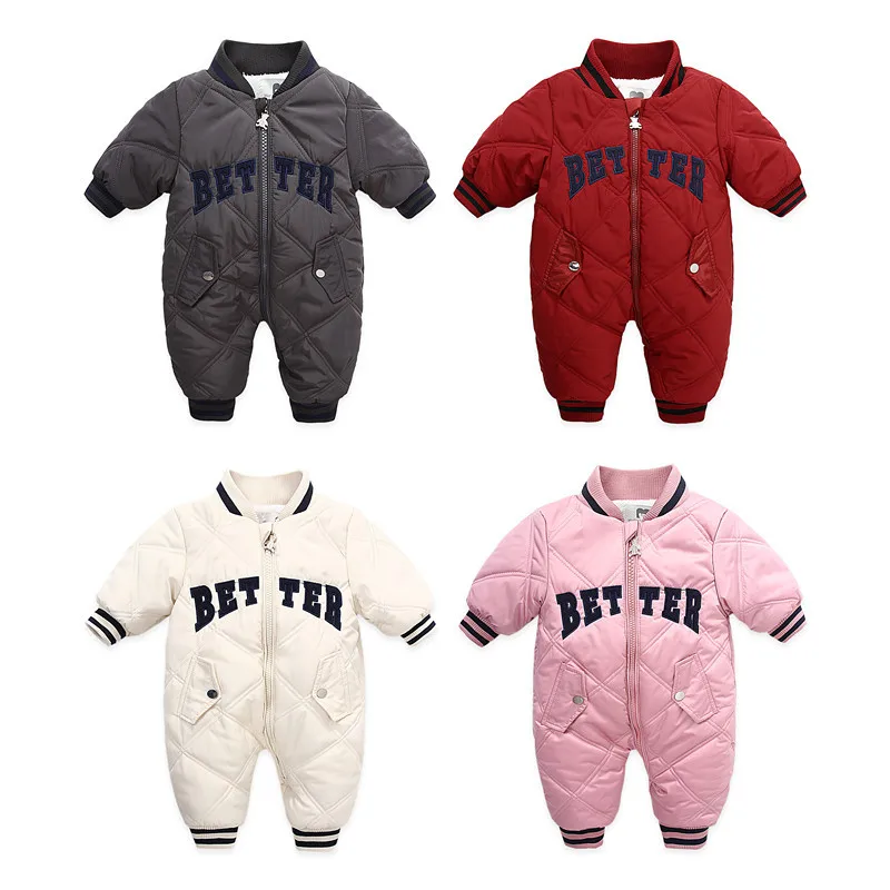 

Menoea Christmas Fashion Letter Embroidered Stand Collar Thicken Children's Jumpsuit 2021 Winter New Boys Girls Baby Jumpsuit