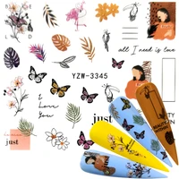 2022 1 sheets nail sticker butterflyflowerleaf summer colorful water transfer nail decorations uv gel polish diy decals