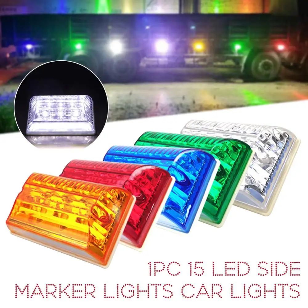 

DC24V 15 LED Side Marker Lights Car External Lights Squarde Warning Tail Light Auto Trailer Truck Lorry Lamps Amber Color