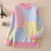 baby girls sweater 2020 girls sweaters patchwork knitted pullovers autumn winter new kids clothing girls thick warm jumpers w893