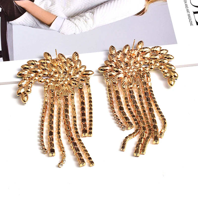 ZA подвесная цепочка из кристаллов длинные висячие серьги с кисточками