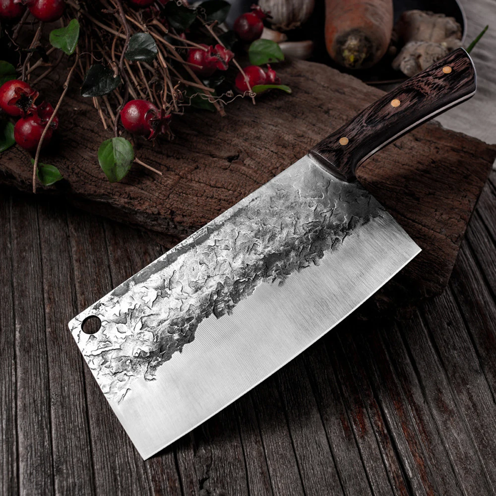

Chinese Kitchen Knife Cleaver Knife Forged Stainless Steel Full Tang Chef Butcher Chopper Meat Santoku Knife