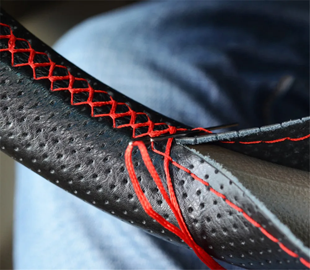 

Braid On leather Steering Wheel Cover FOR Opel Astra H G J Volvo S60 V70 XC90 Citroen C5 C4 C3 Subaru