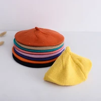 2021 new style autumn and winter cute high quality variety of candy bright colors for boys and girls knitted beret hats