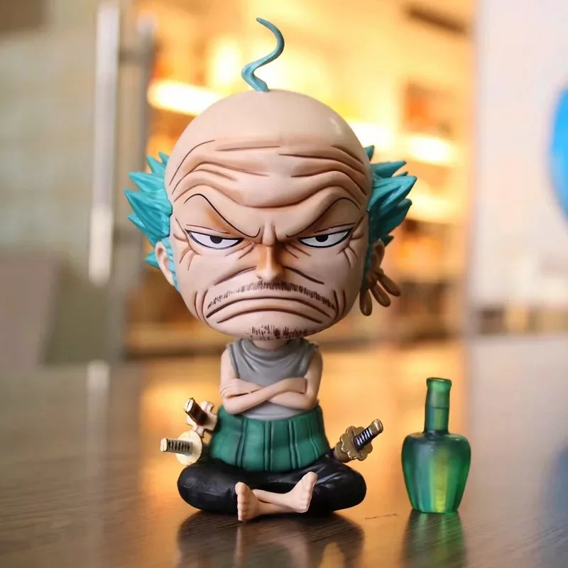 Аниме One Piece Roronoa Zoro лысая голова старик Сидящая версия ПВХ экшн фигурка украшения