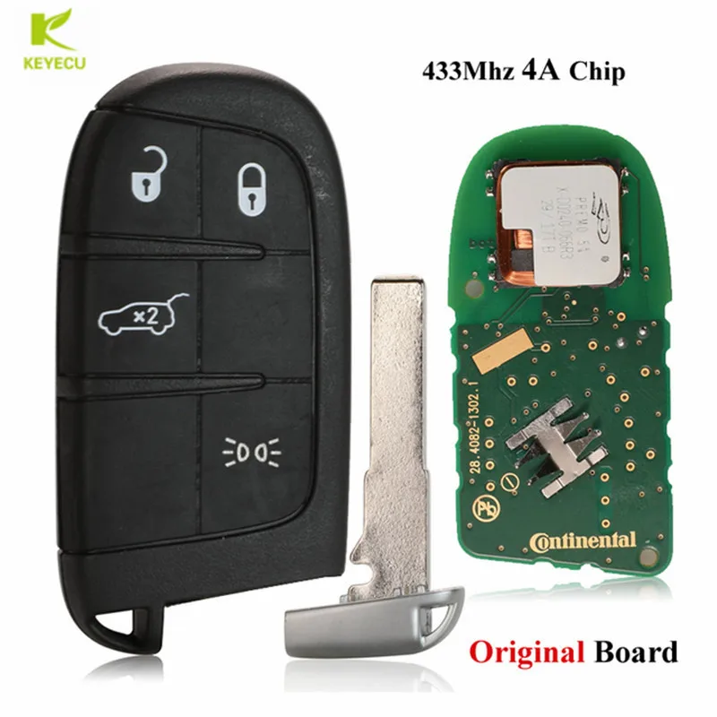 KEYECU OEM БЕСКЛЮЧЕВОЙ дистанционный умный ключ 4/5 Кнопка 433 МГц 4A чип для Fiat 500 500L 500X 2016