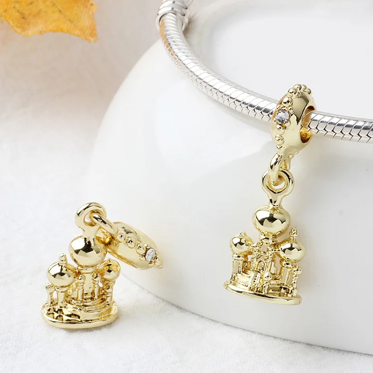 Европейские Бусины DIY Золотой цвет замок хрустальные подвески бусины подходят