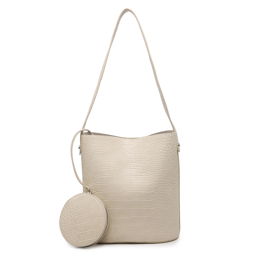 

2021 New Fashion Crocodile Pattern Bucket Purse Set Bags Women Composite Bag With Zipper Coin Bags
