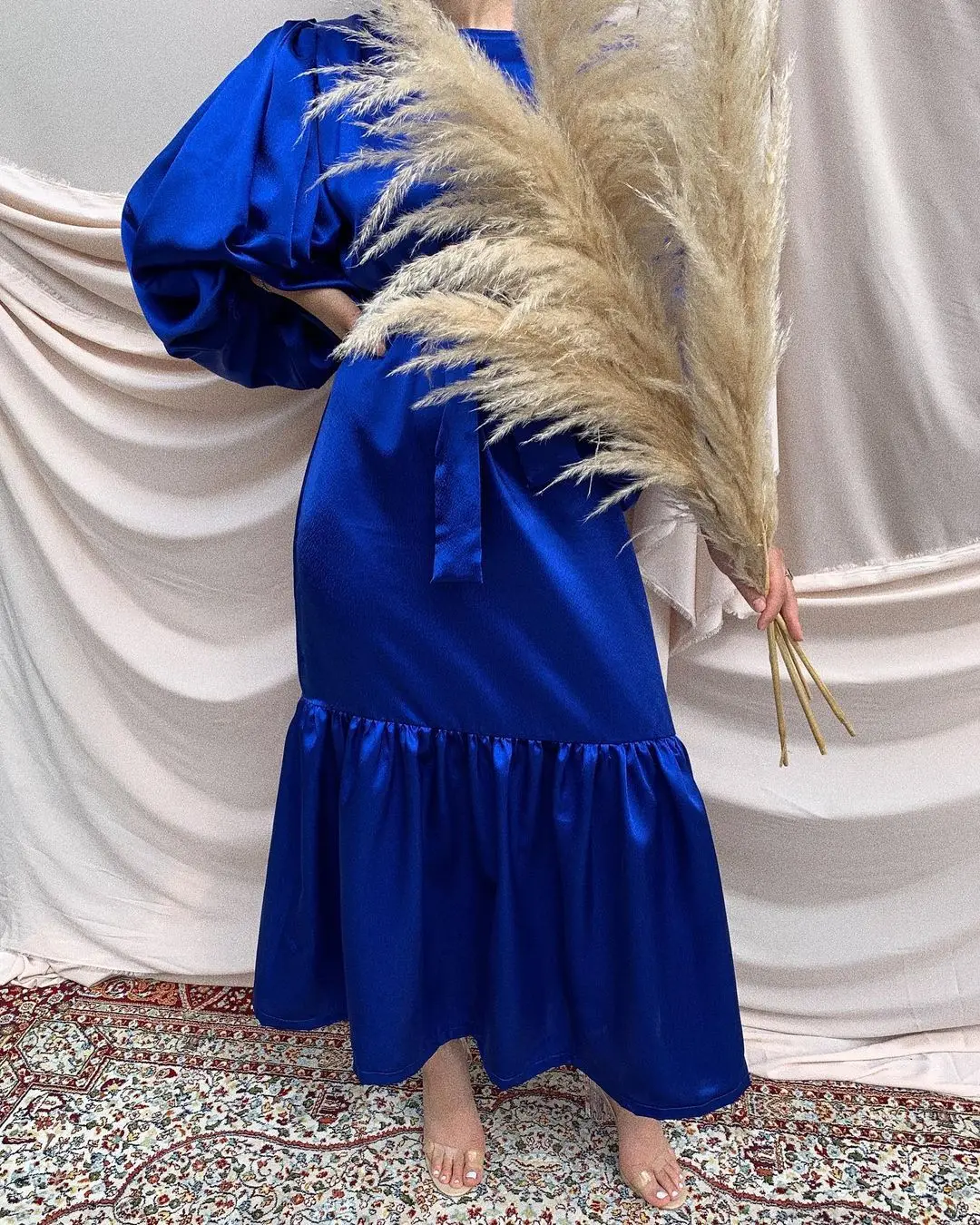 Рамадан ИД Дубай абайя индейка мусульманское женское шелковое гладкое хиджаб