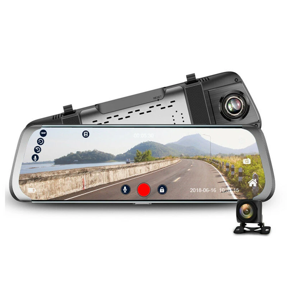10'' Dual Lens Full HD 1080P Dash Cam Car DVR Rearview Mirror Backup Camera Recorder Registratory Camcorder | Автомобили и