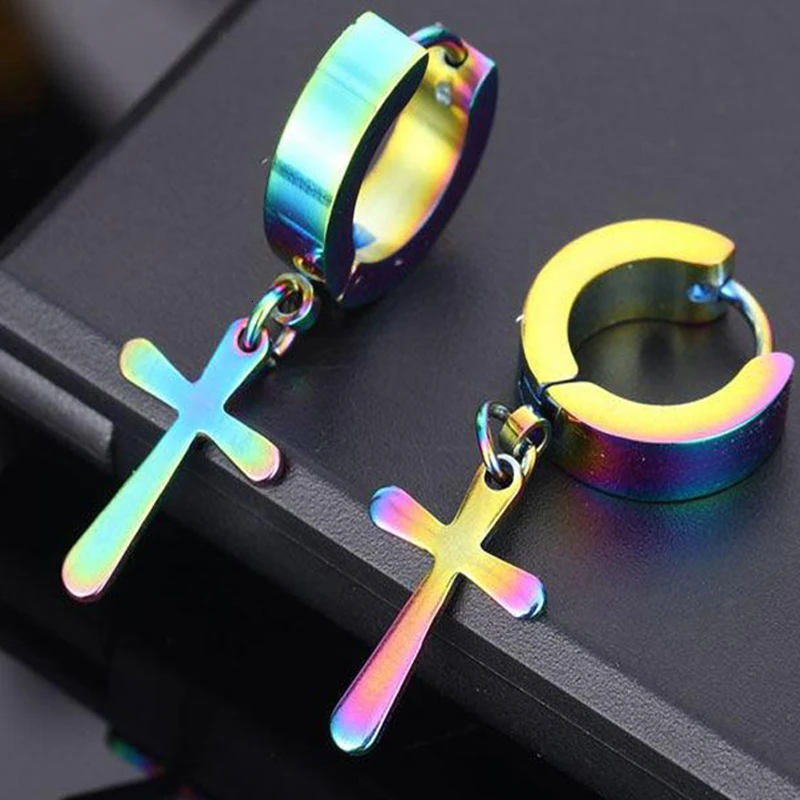 Женские и мужские модные Подвесные серьги в стиле панк с крестом хрящевой