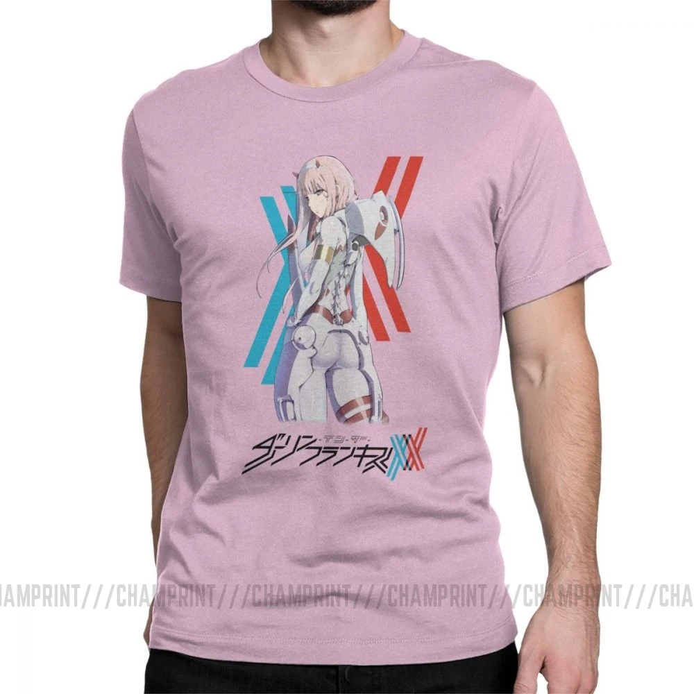 Darling In The Franxx 02 футболки Костюм Пилота Zero Two Мужская футболка стильная футболка из хлопка с короткими рукавами обычные Топы - Цвет: Розовый