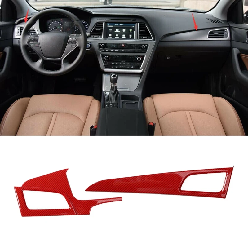 

2 шт. для Hyundai Sonata 2015-2017 красная боковая панель из углеродного волокна L & R A/C выходное отверстие кондиционера Крышка вентиляционного отверсти...