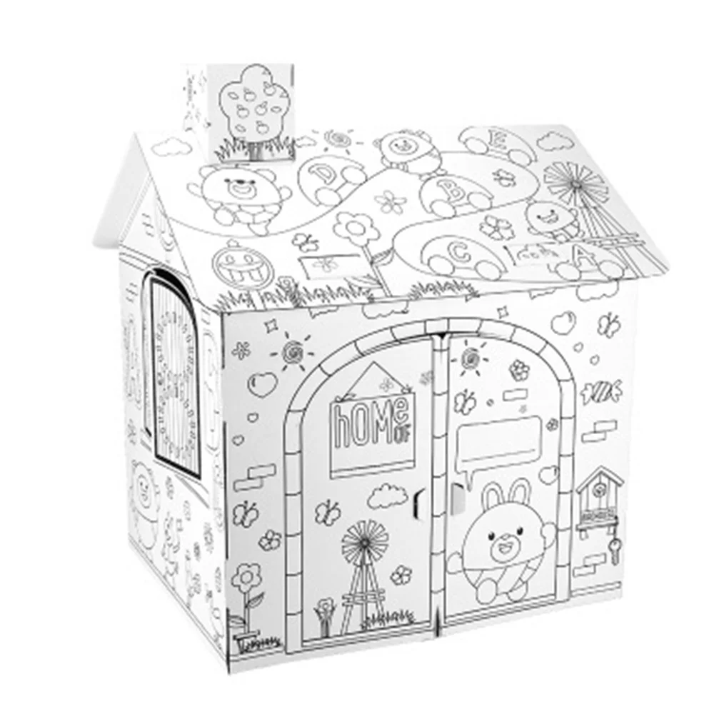 

Birthday Gift New DIY Graffiti Cardboard Toy 3D Puzzle Coloring Assembled Model Kid Handmade Paper House Educational Toy