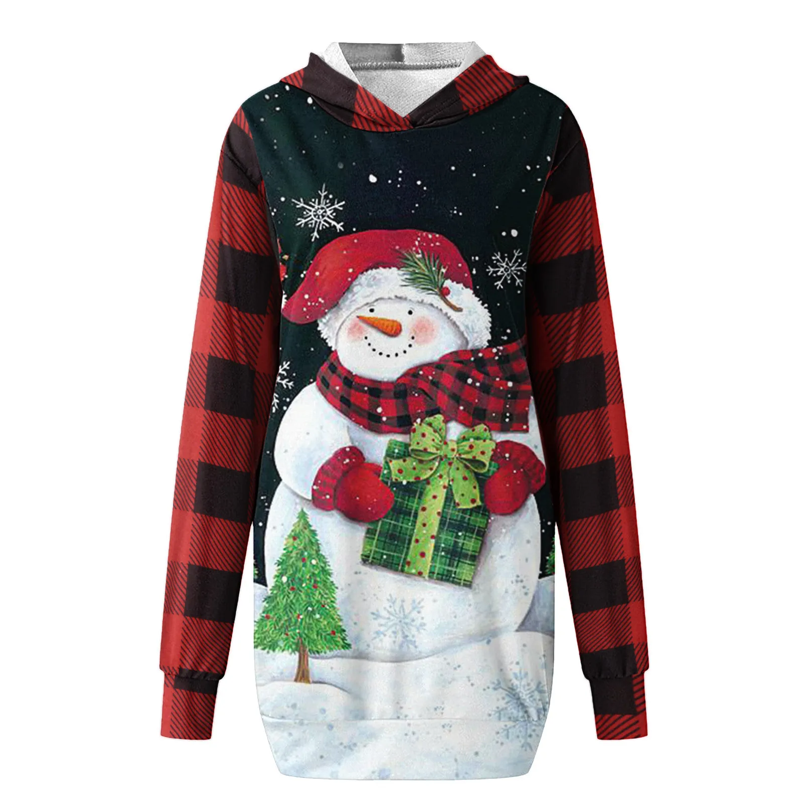

Casual Party Dresses Christmas Long Sleeve Bag Hip Pocket Print Sexy Evening Pullover Hooded Female Dress Dresses for Women
