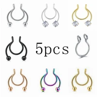 515pcs earrings lot fake nose ring stud stainless steel piercing septum horseshoe ear hoop body jewelry for women h6 p002