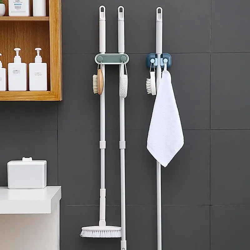 

Mop Broom Holder Wall Mounted Household Adhesive Storage Hanger Holder Organizer Kitchen Rack Mop Hook Bathroom Broom H0V3