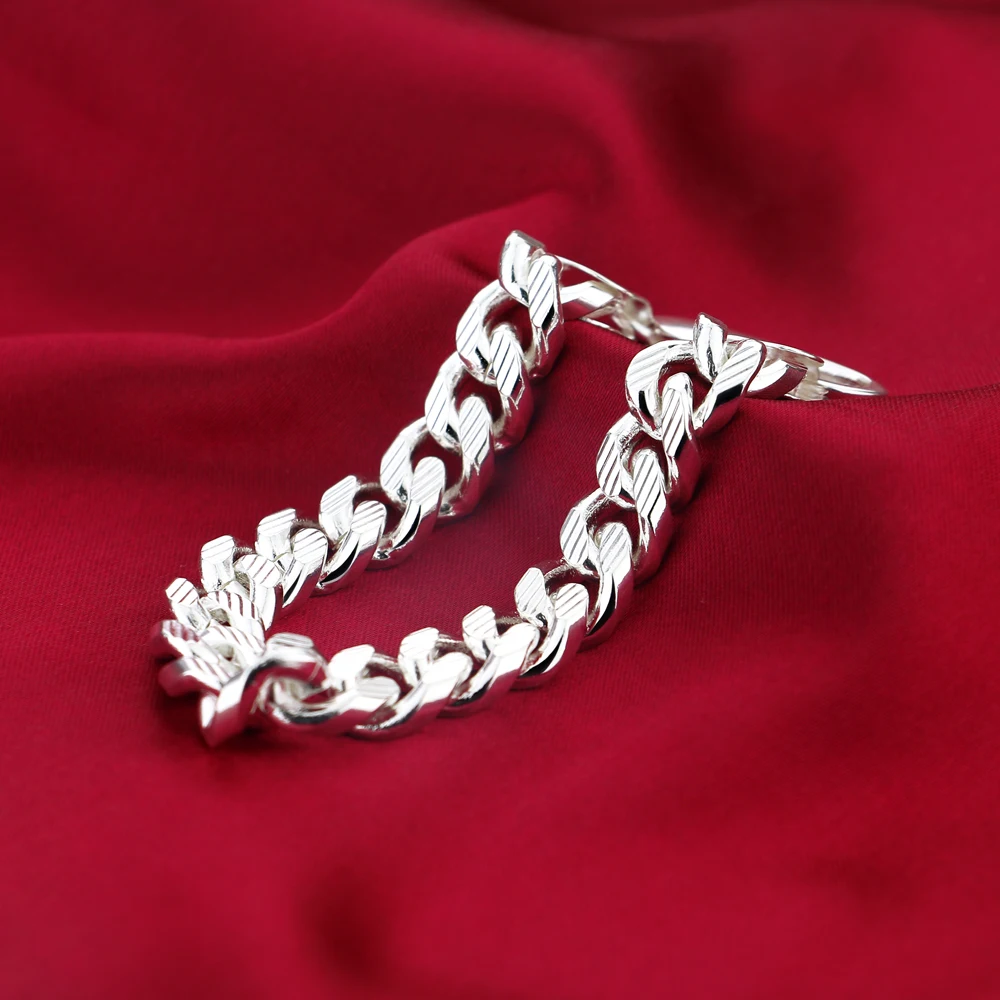Браслет мужской из серебра 925 пробы 10 мм в стиле хип хоп|bracelet silver sterling 925|sterling boxsilver