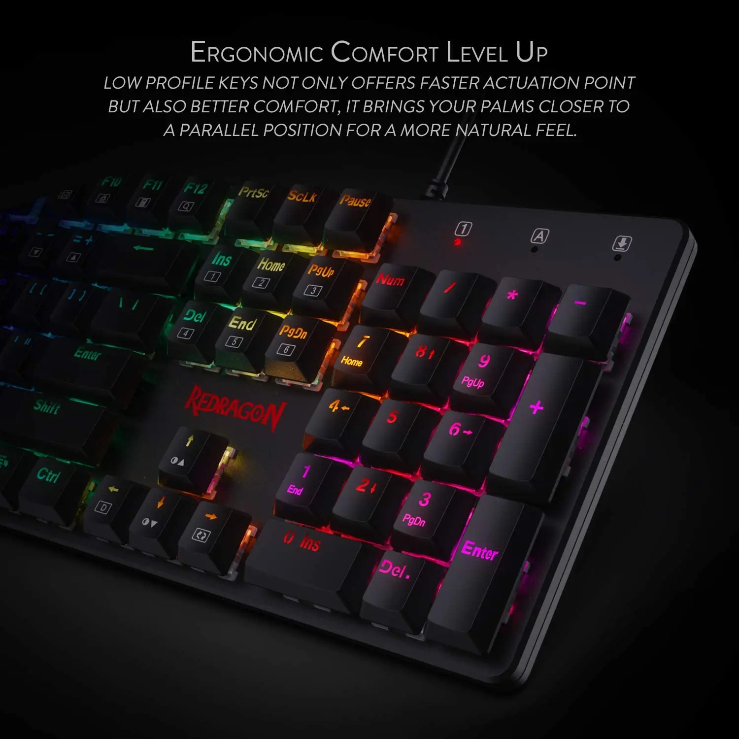 Низкопрофильная Проводная Механическая игровая клавиатура Redragon K589 с RGB