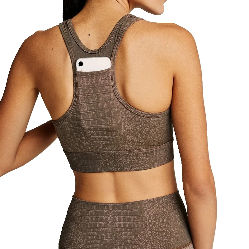 

2 pieces/set of new crocodile-print yoga suit for women high stretch sports suit thickened sports bra high waist sport leggings