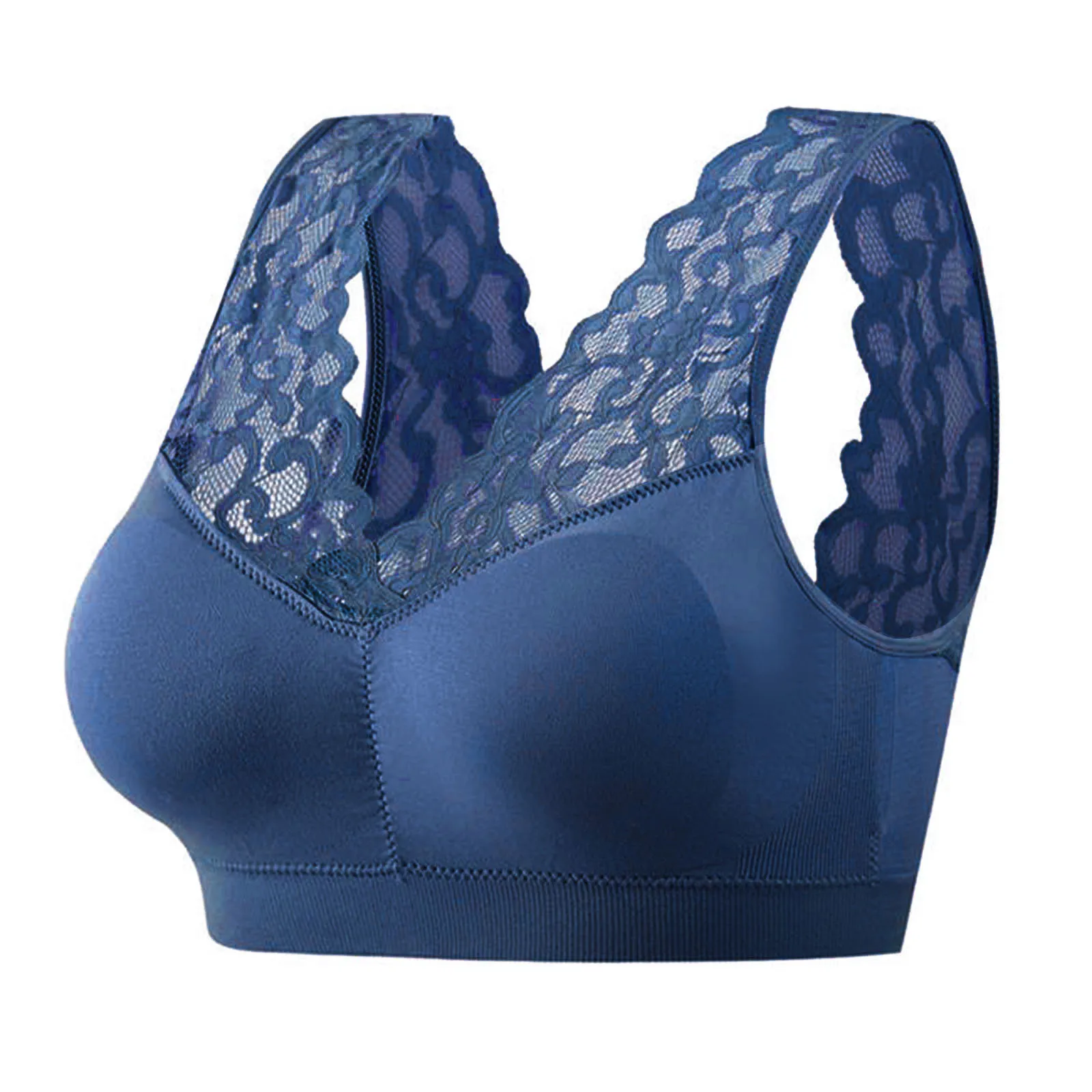 Бюстгальтер женский кружевной черного цвета бесшовный бюстгальтер с эффектом