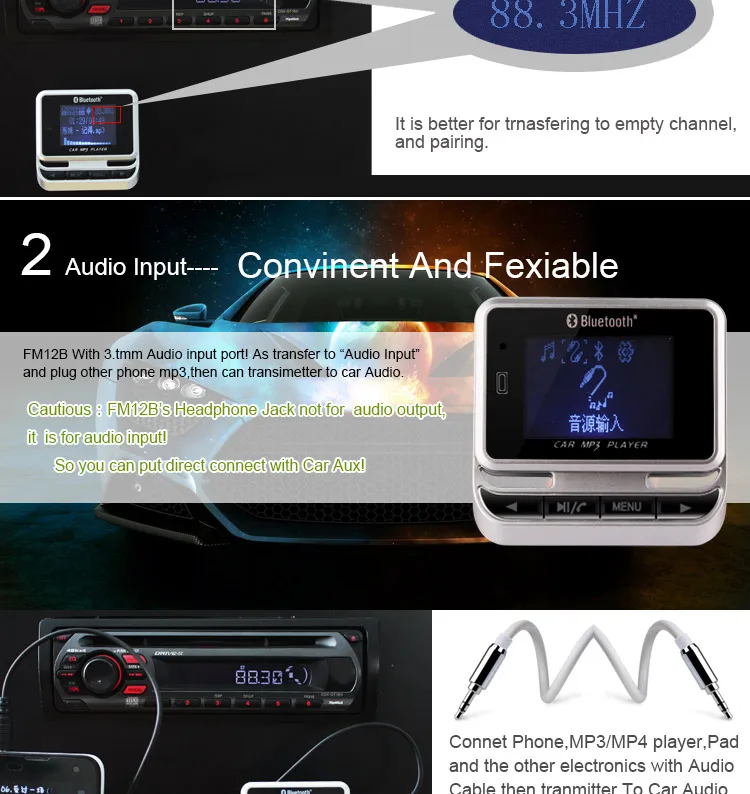 Автомобильный fm-передатчик Aux Bluetooth MP3 плеер 1,44 дюймов ЖК-экран гарнитура автомобильный комплект fm-радио адаптер Поддержка TF карта u-диск