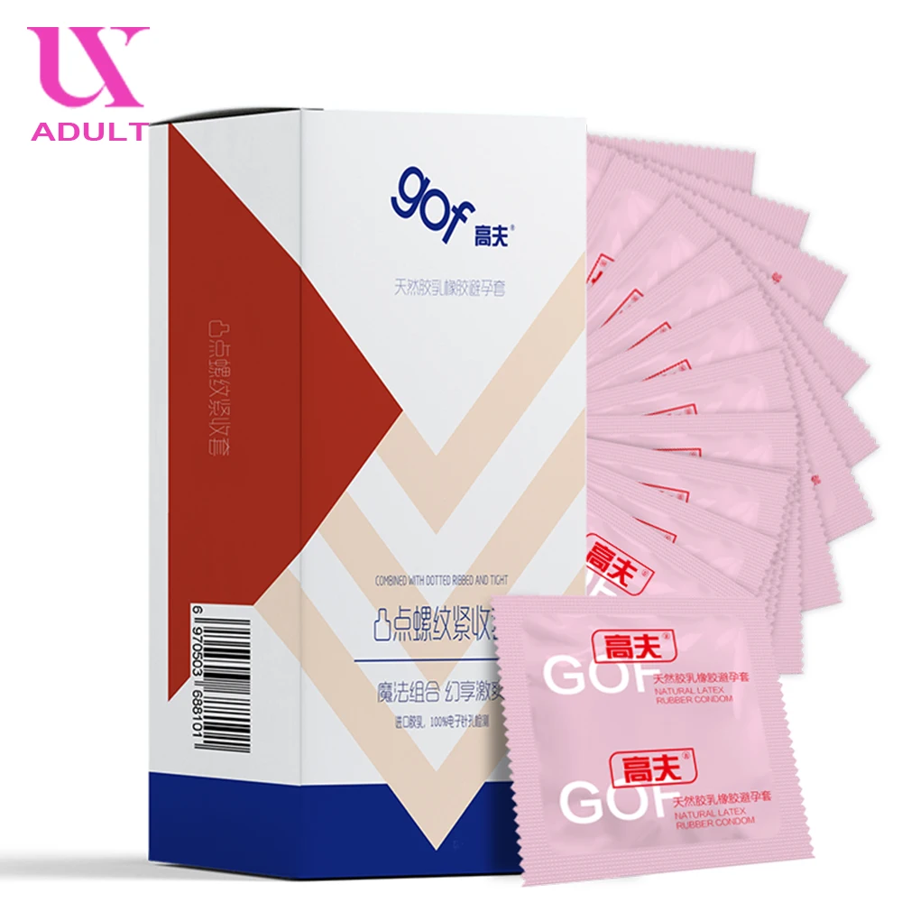 360 ° ребристый точечный плотный натуральный латексный презерватив интимные