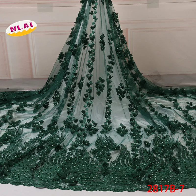 3d вышивка африканская тюль сетка кружевная ткань с бисером высокое качество