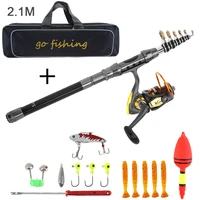 2 1m carbon fiber fishing rod reel combo full kits 2000 spinning reel with fishing bag soft lure fishing float hook jig head
