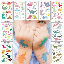 1 Sheets Dinosaur Birthday Party Tattoo Stickers Dino Waterproof Temporary Tatto Body Art For Children Party Supplies